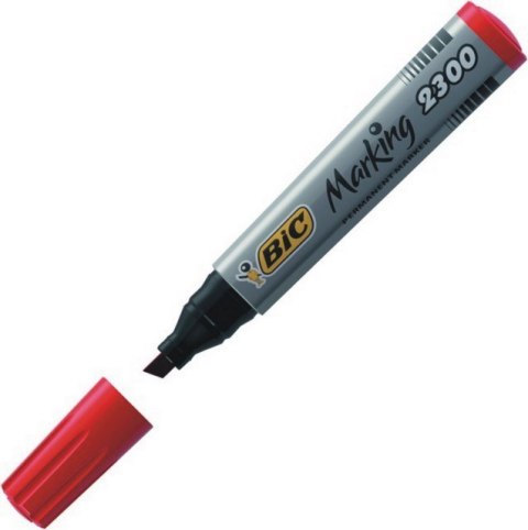 Marker permanentny BiC 2300 ścięta końcówka czerwony