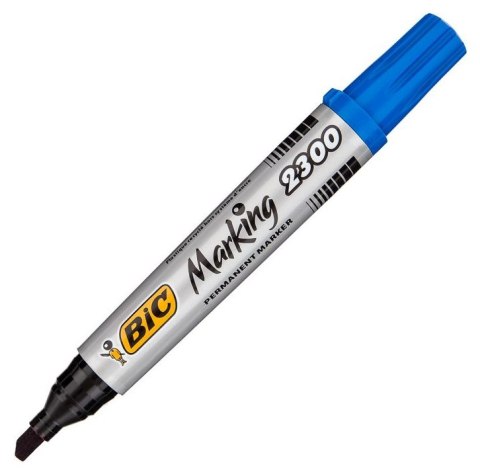 Marker permanentny BiC 2300 ścięta końcówka niebieski