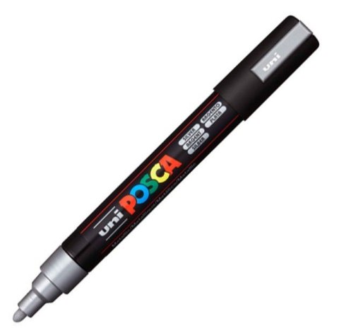 Marker z wodnym tuszem pigmentowym Uni POSCA PC-5M srebrny