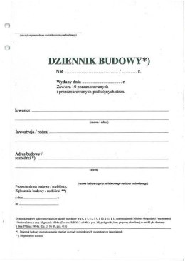 Dziennik budowy 20 K Typograf A4