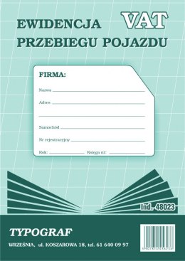 Ewidencja przebiegu pojazdu VAT Typograf A5
