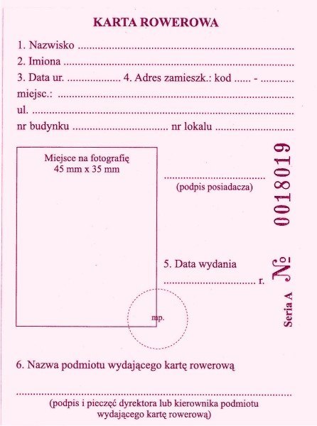 Karta rowerowa (numerowana) Typograf A7