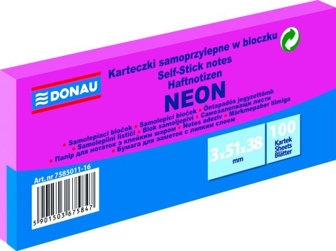 Karteczki samoprzylepne Donau 38 x 51 mm różowe neonowe