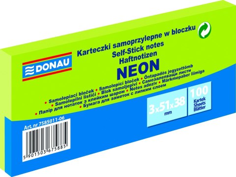 Karteczki samoprzylepne Donau 38 x 51 mm zielone neonowe