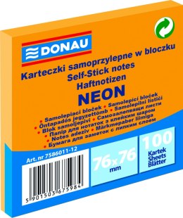 Karteczki samoprzylepne Donau 76 x 76 mm pomarańczowe neonowe