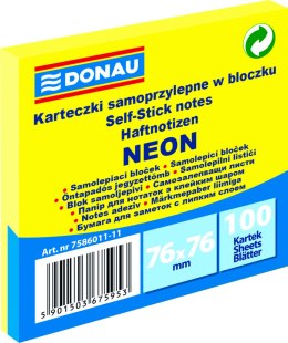 Karteczki samoprzylepne Donau 76 x 76 mm żółte neonowe