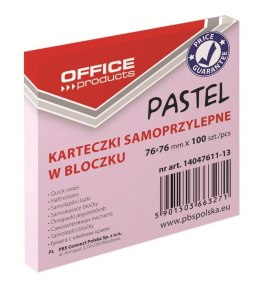Karteczki samoprzylepne Office Products 76 x 76 mm różowe pastelowe