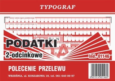 Polecenie przelewu/wpłata gotówki II „podatki" Typograf A6