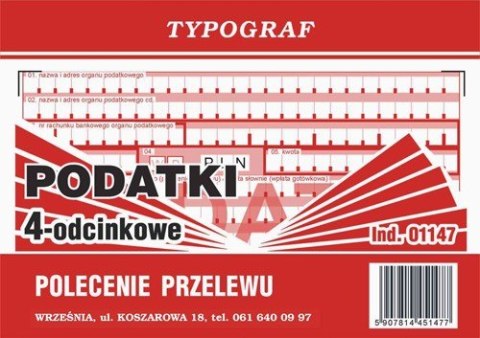 Polecenie przelewu/wpłata gotówki IV „podatki" Typograf A6