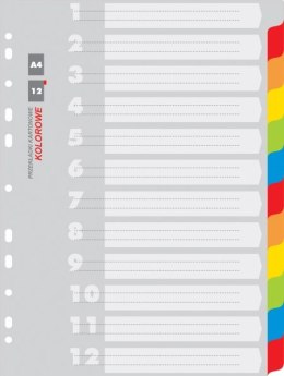 Przekładki kartonowe Office Products A4 numeryczne 1 - 12
