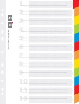 Przekładki kartonowe Office Products A4 z laminowanymi indeksami 1 - 12