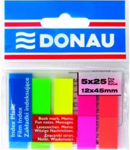 Zakładki indeksujące Donau PP pasek 12 x 45 mm mix 5 kolorów