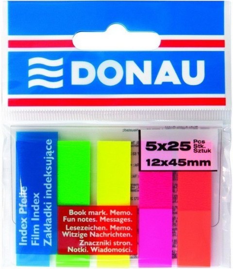 Zakładki indeksujące Donau PP pasek 12 x 45 mm mix 5 kolorów