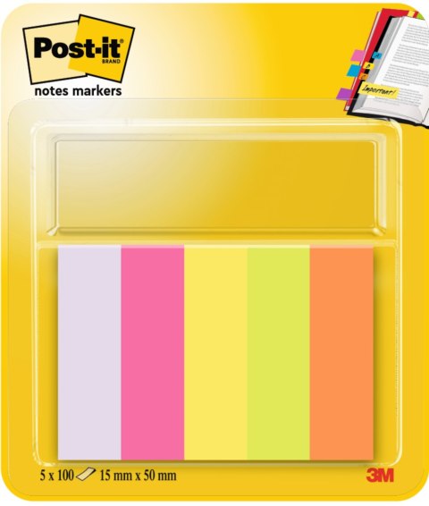 Znaczniki samoprzylepne Post-it papierowe 15 x 50 mm mix 5 kolorów