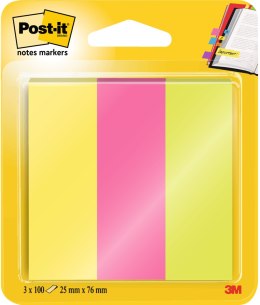 Znaczniki samoprzylepne Post-it papierowe 25 x 76 mm mix 3 kolorów