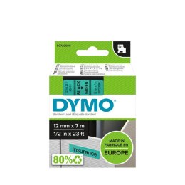 Taśma Dymo D1 12 mm x 7 m czarny na zielonym tle