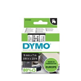 Taśma Dymo D1 9 mm x 7 m czarny na białym tle