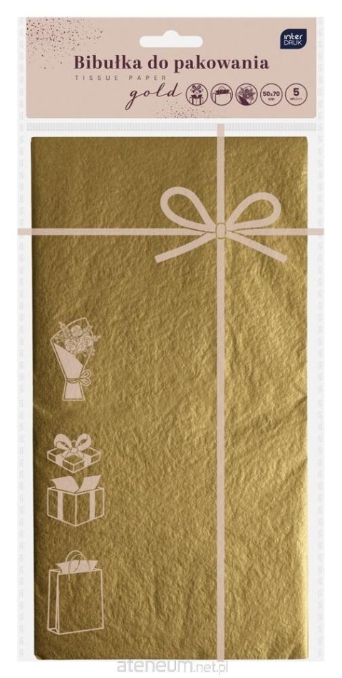 Bibułka do pakowania prezentów 50x70cm złota EAN : 5902277345578