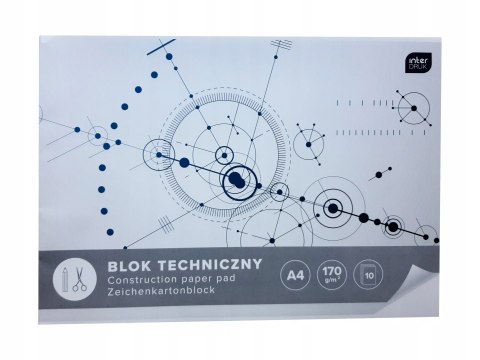 Blok techniczny INTERDRUK A4/10 biały EAN : 5902277070005