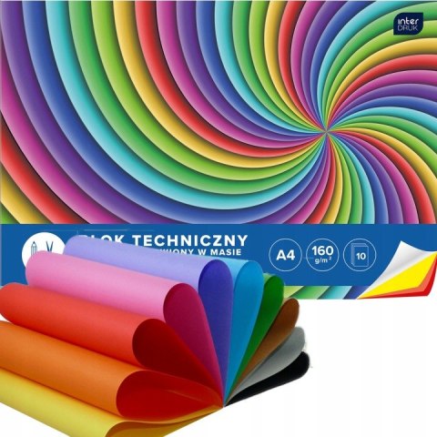 Blok techniczny INTERDRUK A4/10k kolor BTA4KOL EAN : 5902277070029