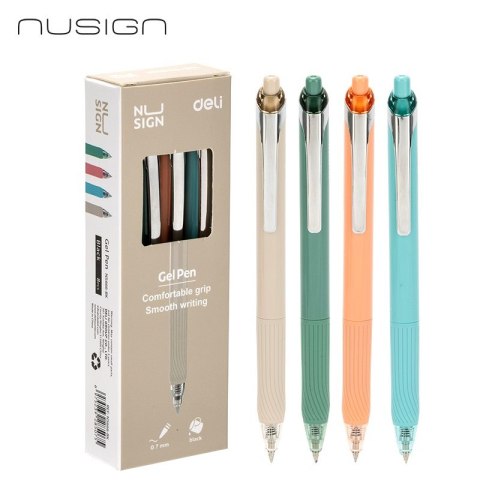 Długopis żelowy DELI NUSIGN 0,7mm ENS666-BL niebieski wkład obudowa mix kolorów EAN : 6975239285082 /opakowania/