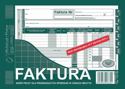 Druk Faktura VAT A5 brutto MiP 143-3e
