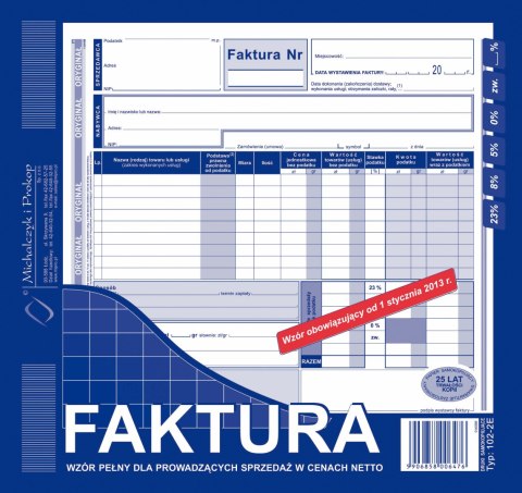 Druk faktura VAT 2/3 A4 MiP 102-2E