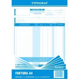 Druk faktura VAT A4 TG brutto 01004