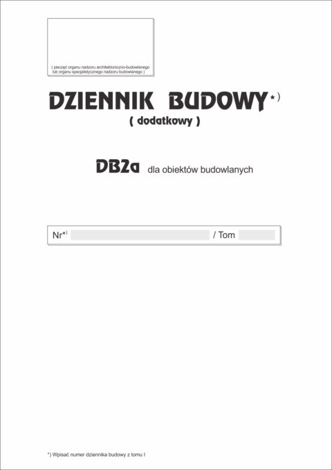 Dziennik Budowy DB2A /dodatkowy/ dla obiektów budowlanych A4 P13