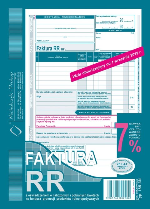 Faktura VAT RR dla rolników A5 Michalczyk i Prokop