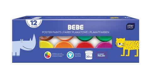 Farby plakatowe 12 kolorów BBI INTERDRUK EAN : 5902277334145 BB KIDS