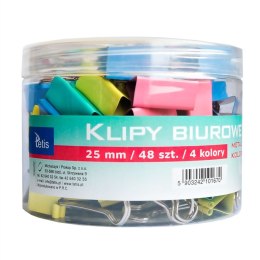 Klip do papieru 25mm TETIS KOLOROWE /48/ GK002-C tuba EAN : 5903242101670