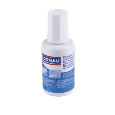 Korektor w płynie DONAU 20ml Z GĄBKĄ 7612001PL-99 na bazie wody /drugi kod 7614001PL-99/