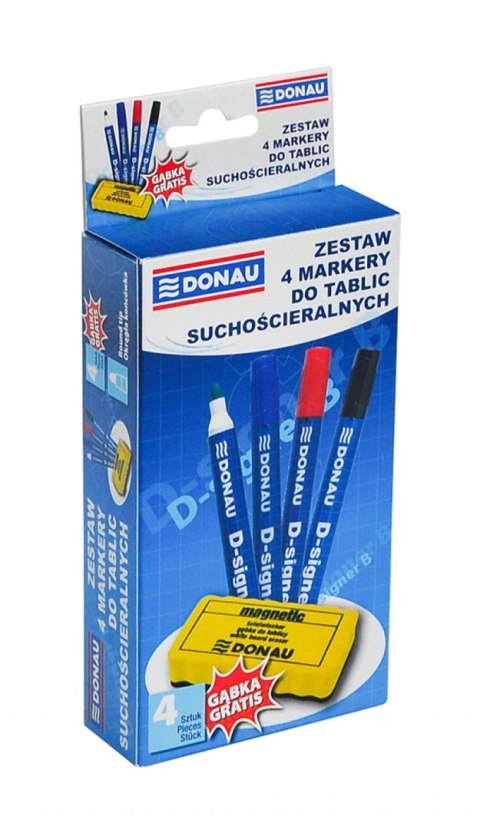 Marker DONAU ZESTAW 4 markerów gąka do tablicy suchościeralnej 7372904-99PL /Zestaw Donau / EAN : 5901503661543