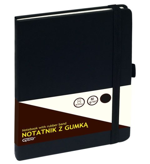 Notatnik GRAND A5/80 na gumkę CZARNY 150-1381 80g kratka