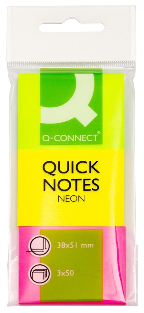 Notes samop. Q-CONNECT 38x51mm 3 kolory po 50k KOSTKA NEON KF01224 EAN : 5705831012240