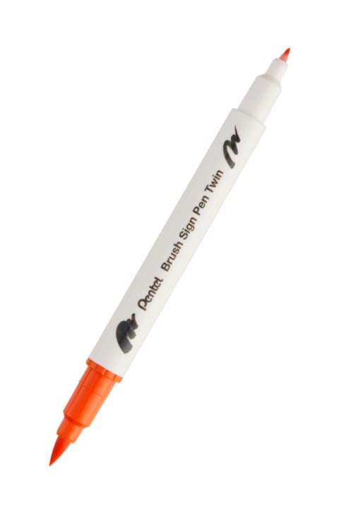 Pisak PENTEL BRUSH SIGNT 2 różne końcówki do kaligrafii SESW30C-T107 ORANGE EAN : 4711577071947