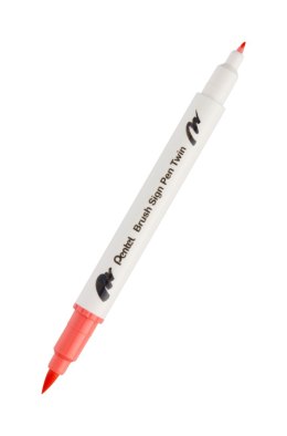 Pisak PENTEL BRUSH SIGNT 2 różne końcówki do kaligrafii SESW30C-T135 CORAL PINK EAN : 4711577072173