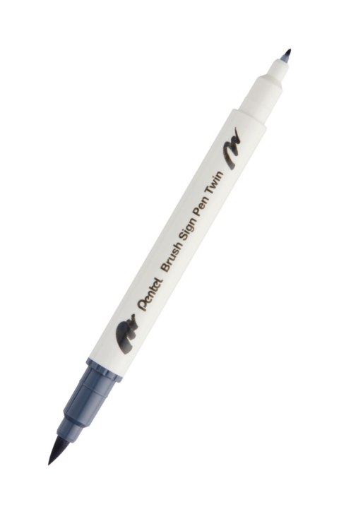 Pisak dwustronny Pentel Brush Sign Pen Twin SESW30C szary jasny