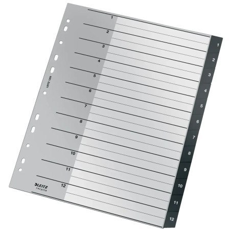 Przekładka LEITZ 1-12 CZARNA PP RECYKLING 1209-00-00 EAN : 4002432127108