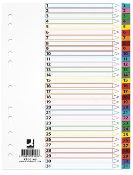 Przekładka Q-CONNECT MYLAR A4 1-31 kolor z laminowanymi indeksami KF00166
