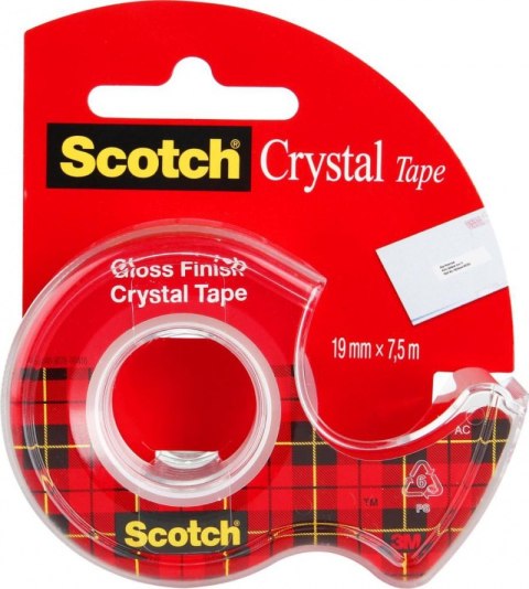 Taśma klejąca Scotch Crystal na podajniku 19 mm x 7,5 m