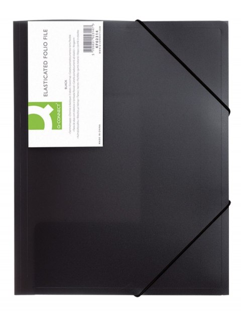 Teczka Q-CONNECT PP A4 z gumką transparentna czarna PCV 400 mik. KF02314