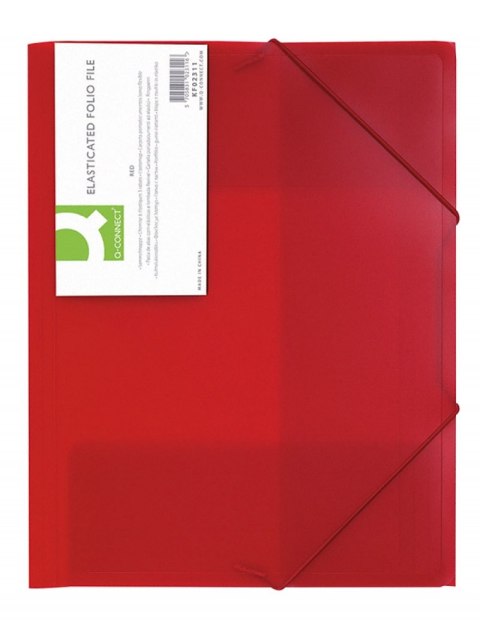 Teczka Q-CONNECT PP A4 z gumką transparentna czerwona PCV 400 mik. KF02311