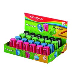 Temperówka KEYROAD plastikowa CUP-SHARPY pojedyncza z pojemnikiem mix kolorów KR972058