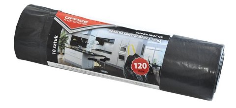 Worki na śmieci OFFICE PRODUCTS 120l /10/ grube CZARNE Z TAŚMĄ 22023232-05