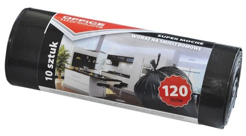 Worki na śmieci OFFICE PRODUCTS 120l /10/ grube mocne BEZ TAŚMY ! CZARNE 22022232-05 EAN : 5901503651230