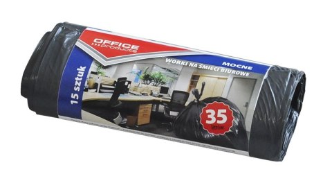 Worki na śmieci OFFICE PRODUCTS 35l /15/ grube mocne CZARNE 22021218-05