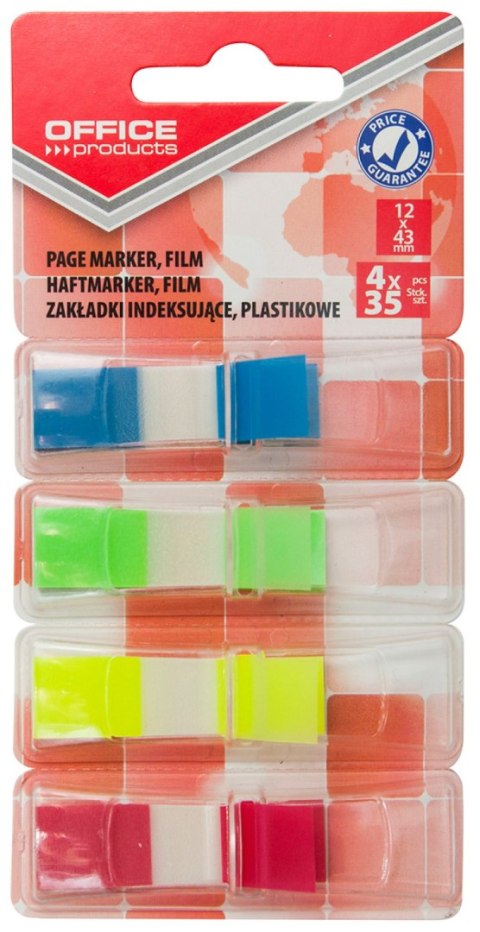 Zakładka indeksująca OFFICE PRODUCTS 14x43mm 4x35k plastikowa z dyspenzerem MIX 14223224-99 EAN : 5901503606506