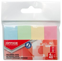 Zakładka indeksująca OFFICE PRODUCTS 20x50mm 4x40k papierowa mix pastel 14215124--99